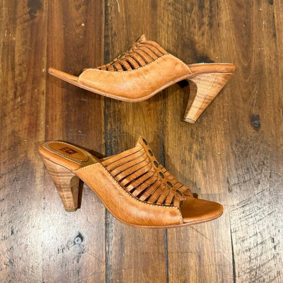 Frye brown leather strappy cone block heel sandals size 7.5 - Picture 4 of 7